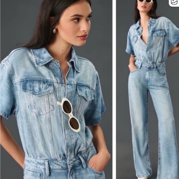Good American Denim - Good American Light Blue Denim Overalls